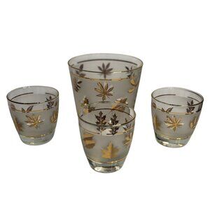 VTG Libbey Golden Foliage Old Fashioned Glass Mid-Century Modern 1960s MCM Retro